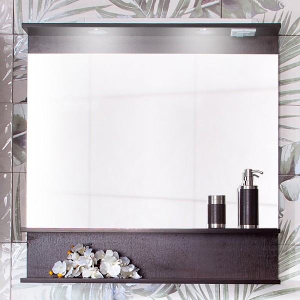 Зеркало Бриклаер Чили 90 венге, с подсветкой, с полкой