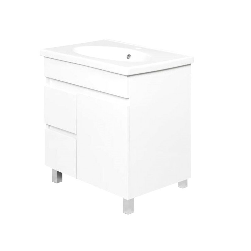 Тумба под раковину без столешницы AQUATON Лайн 70 напольная, глянцевая белая