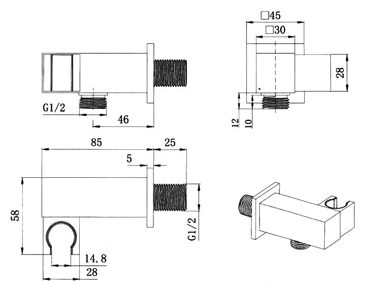 Шланговое подключение Splendy AA215YSLCR хром