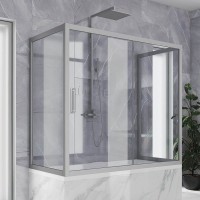 Шторка на ванну Kubele DE019 P2U-CLN-MT 150х70 см, профиль матовый хром