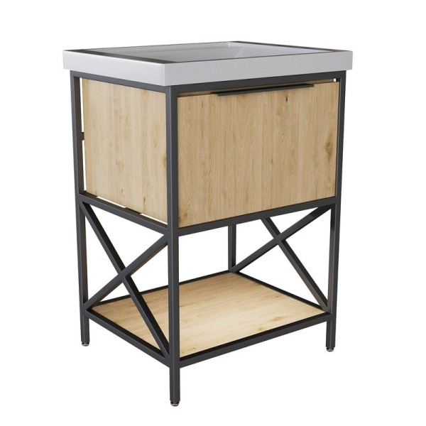 Тумба под раковину Fest 60 I тумба для ванной Mixline 600х43,5х800 Дуб Бунратти  ЛОФТ