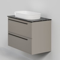 Тумба с раковиной La Fenice Elba Twin 90 подвесная, сappuccino, столешница черный мрамор, раковина белая матовая