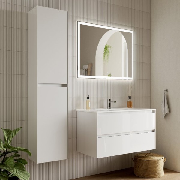 Мебель для ванной комнаты Sancos Cento 90 см белый глянец