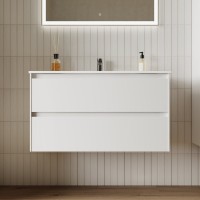 Мебель для ванной комнаты Sancos Cento 90 см белый глянец