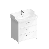 Тумба с раковиной KERAMA MARAZZI Pompei 80 напольная, с 3 ящиками, глянцевая белая