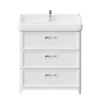 Тумба с раковиной KERAMA MARAZZI Pompei 80 напольная, с 3 ящиками, глянцевая белая