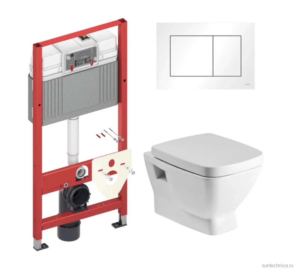 Комплект Унитаз подвесной Santek Нео 1WH302423 с микролифтом + Инсталляция TECE Base 9400413 4 в 1 с кнопкой смыва