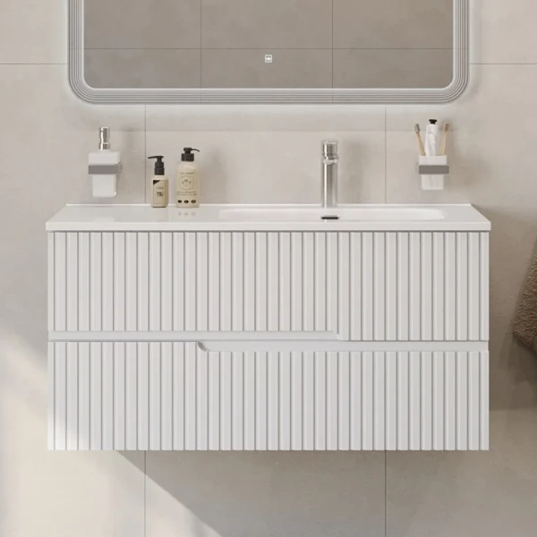 Тумба с раковиной Cezares Duet 100 R bianco lucido, раковина Cezares CZR-8095-100-R