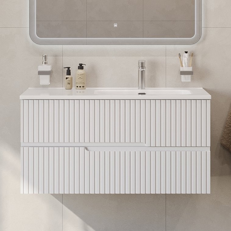 Тумба с раковиной Cezares Duet 100 R bianco lucido, раковина Cezares CZR-8095-100-R