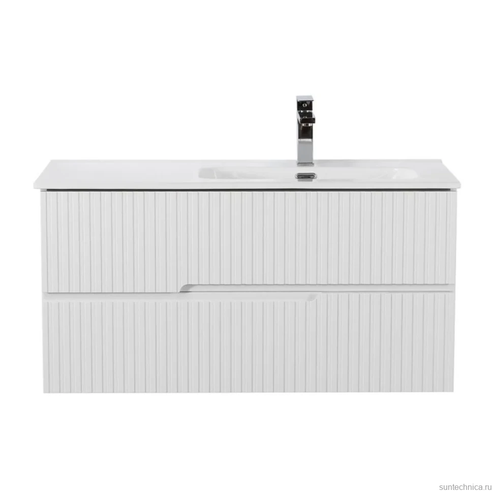 Тумба с раковиной Cezares Duet 100 R bianco lucido, раковина Cezares CZR-8095-100-R