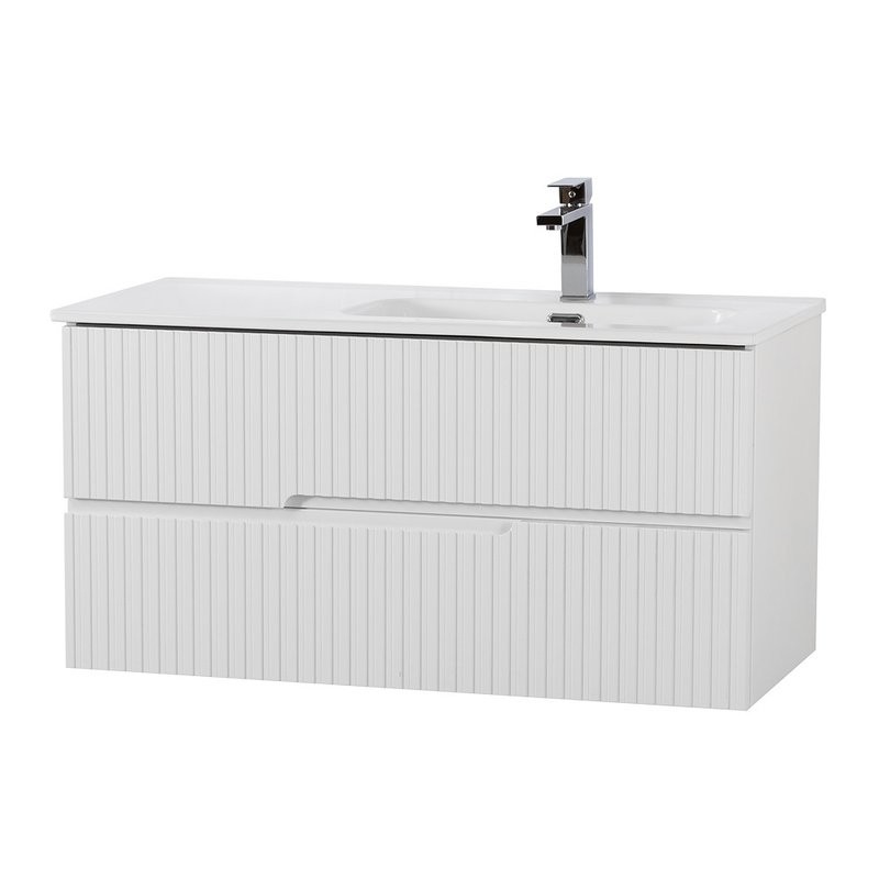 Тумба с раковиной Cezares Duet 100 R bianco lucido, раковина Cezares CZR-8095-100-R