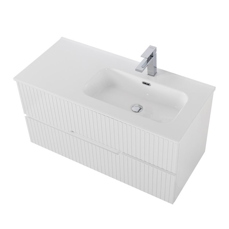 Тумба с раковиной Cezares Duet 100 R bianco lucido, раковина Cezares CZR-8095-100-R