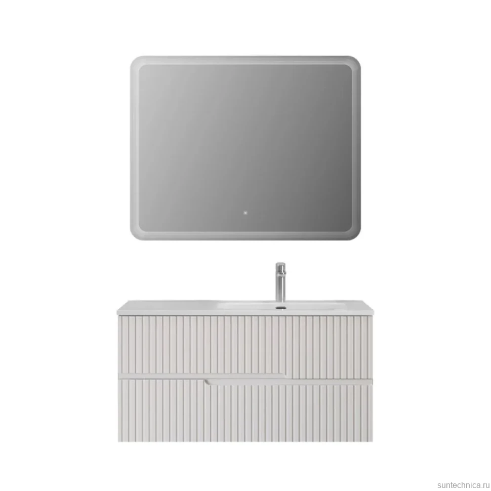 Тумба с раковиной Cezares Duet 100 R bianco lucido, раковина Cezares CZR-8095-100-R