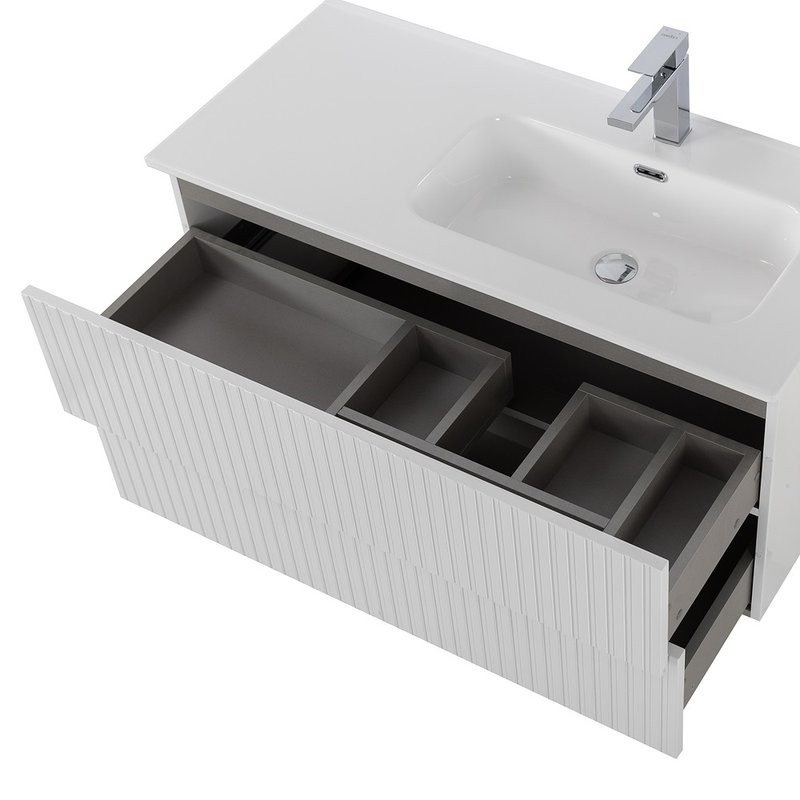 Тумба с раковиной Cezares Duet 100 R bianco lucido, раковина Cezares CZR-8095-100-R