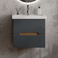 Тумба под раковину без столешницы Onika Айленд 50 подвесная, графит, дуб крафт золотой