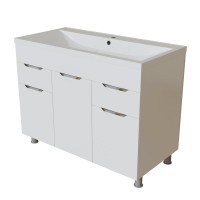 Тумба с раковиной Mixline Этьен 100 глянцевая белая, раковина Нелли 100