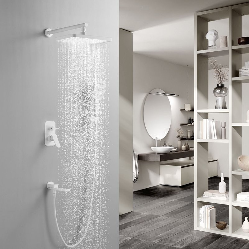 Душевая система / Тропический душ со смесителем встраиваемая Shevanik S9935C, белый