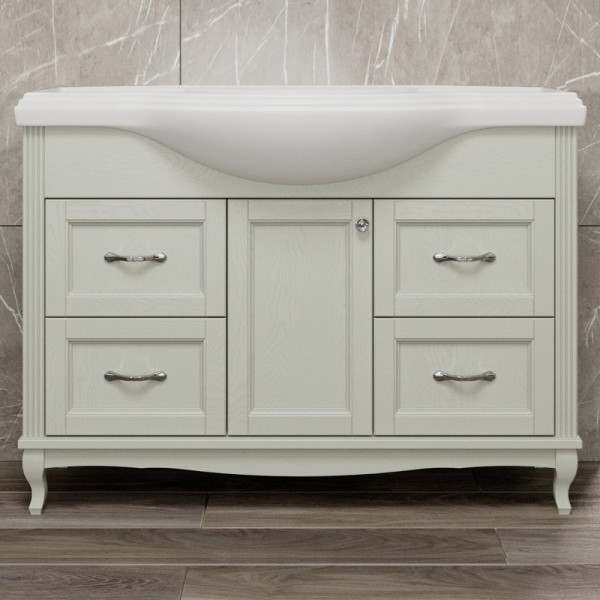 Тумба с раковиной ValenHouse Эллина 120 слоновая кость, 4 ящика, 1 дверца, ручки хром