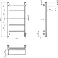 Полотенцесушитель электрический Grota Alto 430х800 NM EL 80x45 см, подключение справа, слева, скрытое подключение справа, матовый хром, лесенка, с полкой