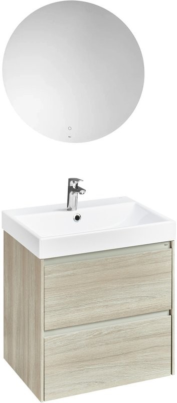 Тумба с раковиной Roca Ona 60 светлый дуб, раковина ZRU9307561