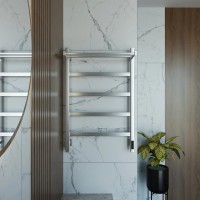 Полотенцесушитель электрический Grota Lore 530х800 NM EL 80x55 см, подключение справа, слева, скрытое подключение справа, матовый хром, лесенка, с полкой