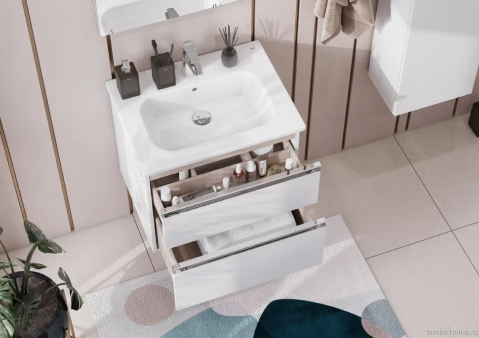 Мебель для ванной комнаты Roca The Gap 60 2 ящика, белый глянец, раковина 32799E000