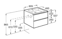 Мебель для ванной комнаты Roca The Gap 60 2 ящика, белый глянец, раковина 32799E000
