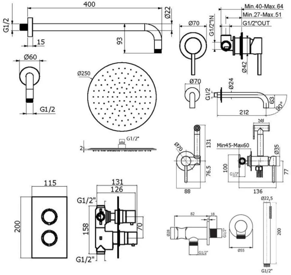 Комплект для ванной Plumberia Selection Ixo KITZXOT18QCR210 С ВНУТРЕННЕЙ ЧАСТЬЮ, хром