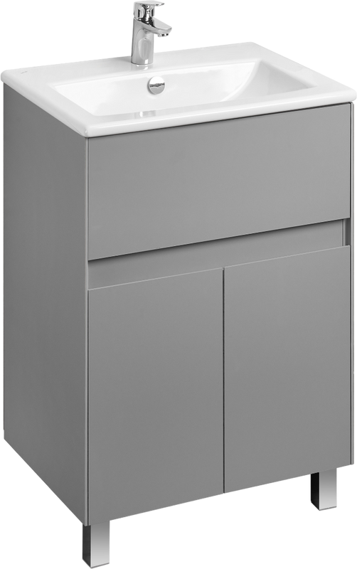 Тумба с раковиной AQUATON Форест 60 туманный серый, раковина Элина 60