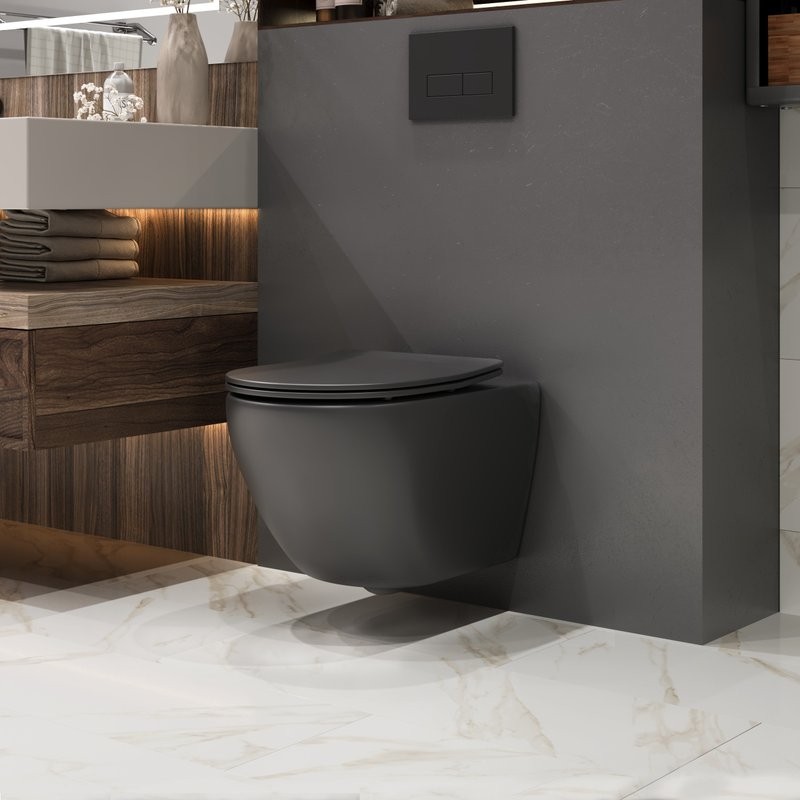 Унитаз подвесной Grossman GR-4457BMSQ с микролифтом, черный матовый