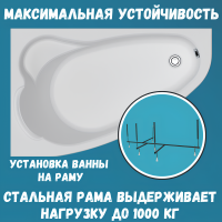 Акриловая ванна 1MarKa Lil R Стандарт 2 140x90 см, угловая, правая, встраиваемая, белая, асимметричная, с каркасом, с сиденьем, со сливом-переливом