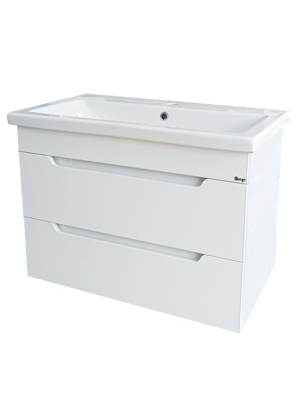 Тумба с раковиной Emmy Стоун 80 подвесная, раковина Como, белая