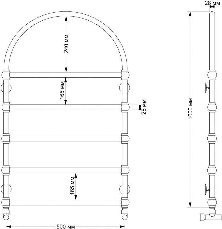 Полотенцесушитель водяной Secado Римини 4603777477233 105x55 см, бронза, лесенка, латунь