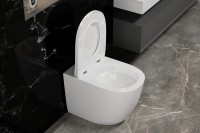 Унитаз приставной напольный Abber Bequem AC1111T безободковый, с микролифтом, белый