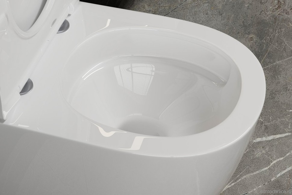 Унитаз приставной напольный Abber Bequem AC1111T безободковый, с микролифтом, белый