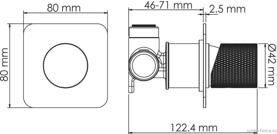 Встраиваемый смеситель для душа и ванны Wasserkraft Schunter 8251 С ВНУТРЕННЕЙ ЧАСТЬЮ, матовое золото PVD