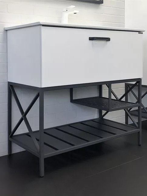 Тумба с раковиной Comforty Бредфорд 90 напольная, белый глянец,  раковиной Comforty 90E