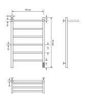 Полотенцесушитель электрический Comfysan Marte-K EC-6 80x55 см, подключение справа, слева, матовое золото, лесенка, из стали, с полкой