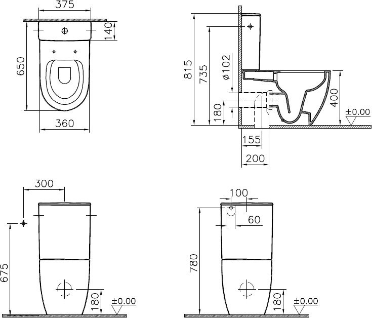 Унитаз-компакт напольный VitrA Sento Rim-Ex 9830B003-7203 с микролифтом