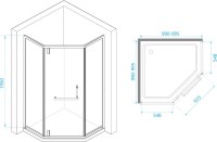 Душевой уголок RGW Hotel HO-084-B 100x100x195 см, профиль черный, стекло прозрачное