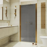Душевая дверь в нишу Maybahglass MGD-430-3 120 см, профиль матовое золото, стекло графит