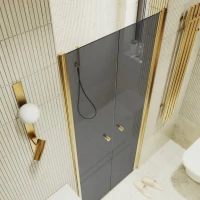 Душевая дверь в нишу Maybahglass MGD-430-3 120 см, профиль матовое золото, стекло графит