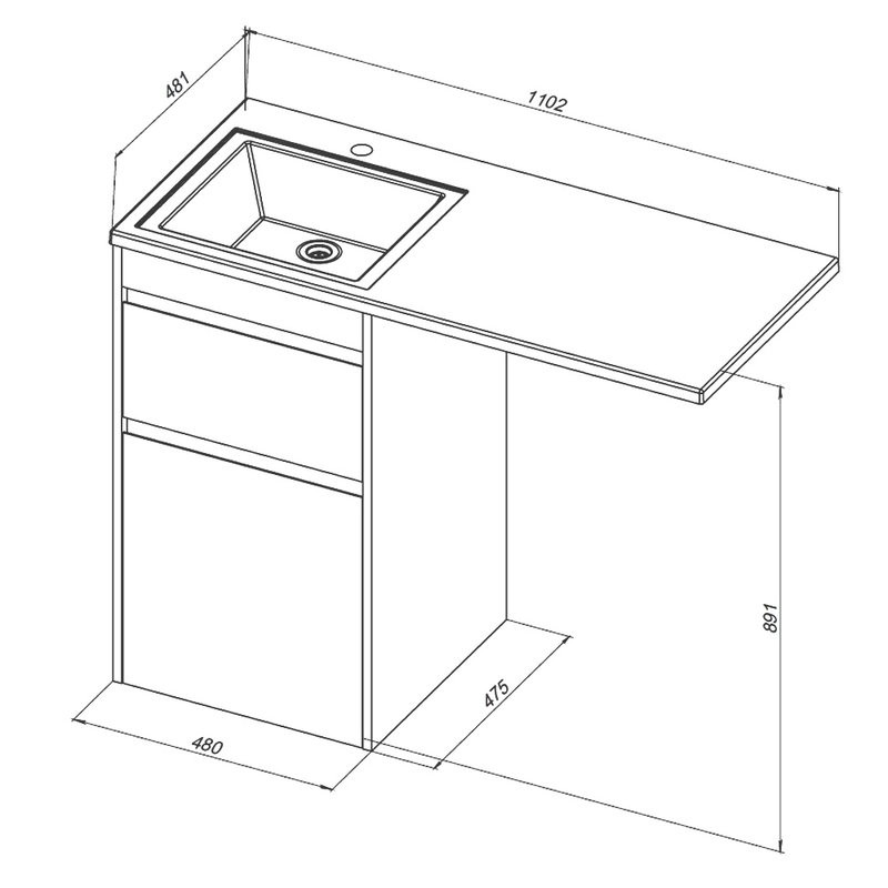 Тумба с раковиной Aquanet Токио 48 L напольная, дуб веллингтон, под стиральную машину