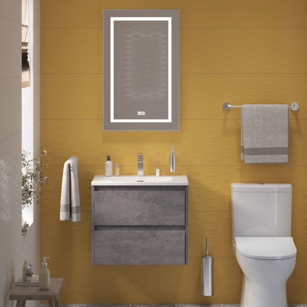 Мебель для ванной комнаты BelBagno Kraft 39 60 cemento grigio, раковина BB-8099-3-60