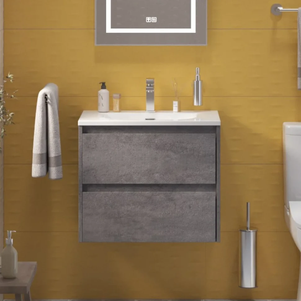 Мебель для ванной комнаты BelBagno Kraft 39 60 cemento grigio, раковина BB-8099-3-60