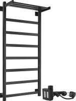 Полотенцесушитель электрический Secado Корсико 1 СП , 105x55 см, подключение слева, матовый черный, лесенка, с полкой