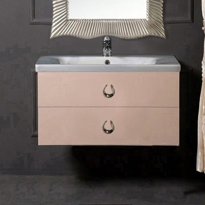 Тумба с раковиной Armadi Art NeoArt 80 капучино с ручками Drop хром