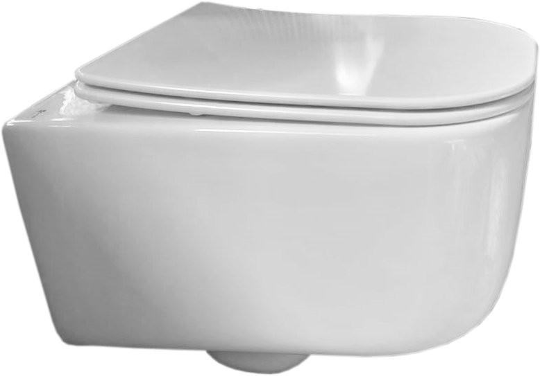 Комплект Ceramicanova Унитаз подвесной New Day CN3005 безободковый, с микролифтом + Инсталляция Balance CN121002CH с кнопкой Square глянцевый хром