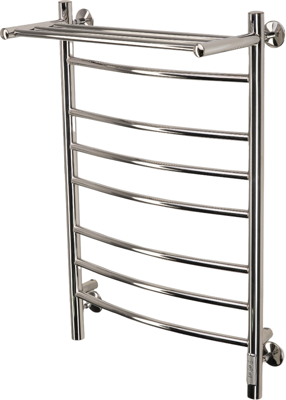 Полотенцесушитель электрический Comfysan Noumi EC-8 80x55 см, подключение справа, слева, хром, лесенка, из стали, с полкой