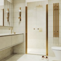 Душевая дверь в нишу Maybahglass MGD-445-3 99 см, профиль матовое золото, стекло сатин